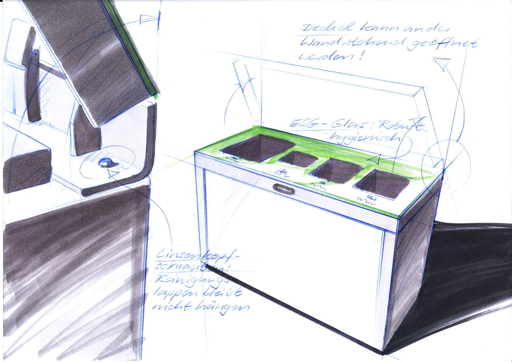 Design, Multilith Recyclingstation, Wertstoffbehälter für PET, Alu, Abfall, Entsorgungssystem, Recyclingbox